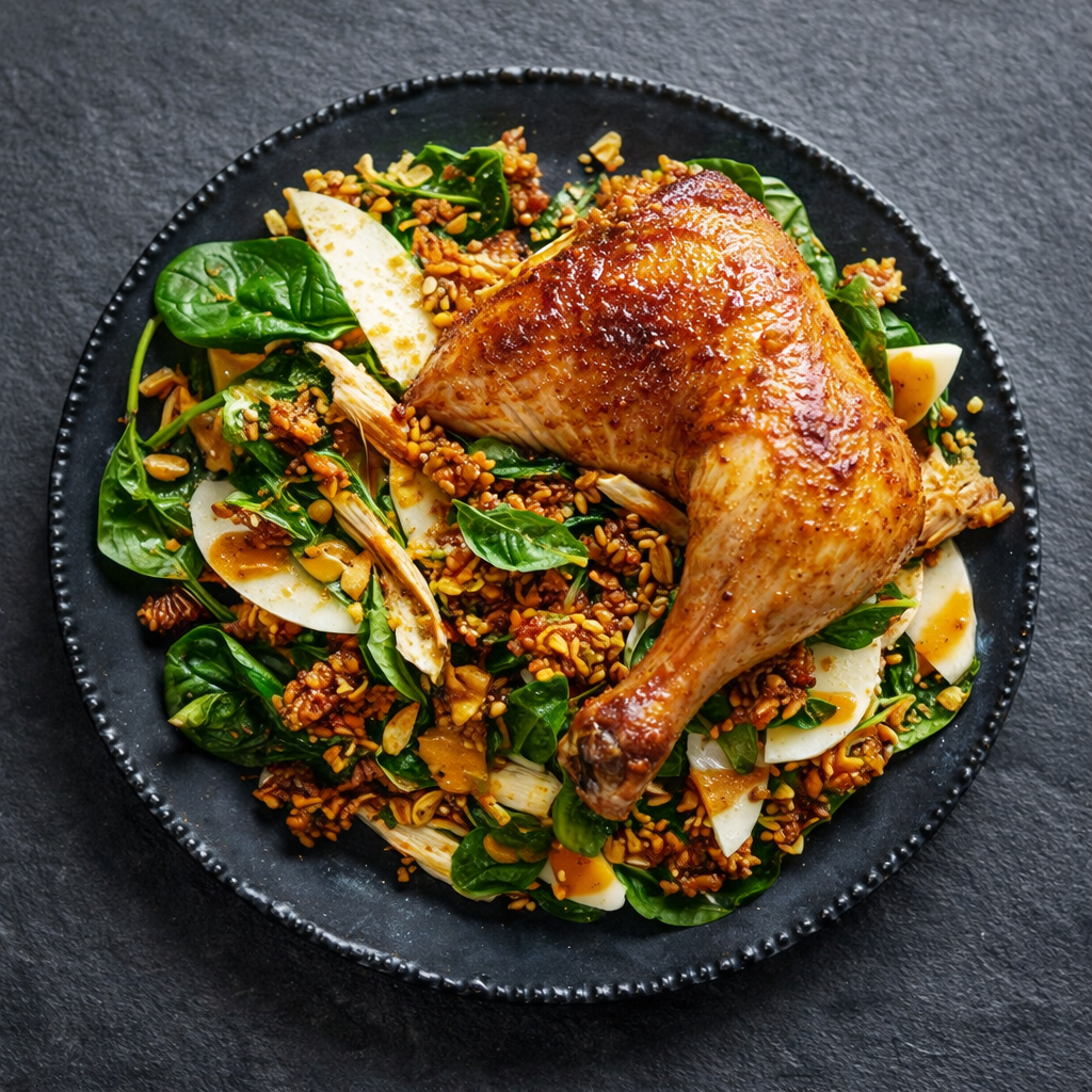 Plat du jour froid : Cuisse de poulet rôti & salade gourmande