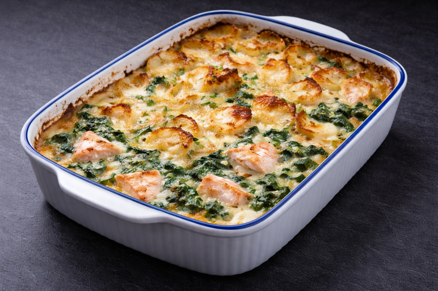 Gratin de saumon aux épinards