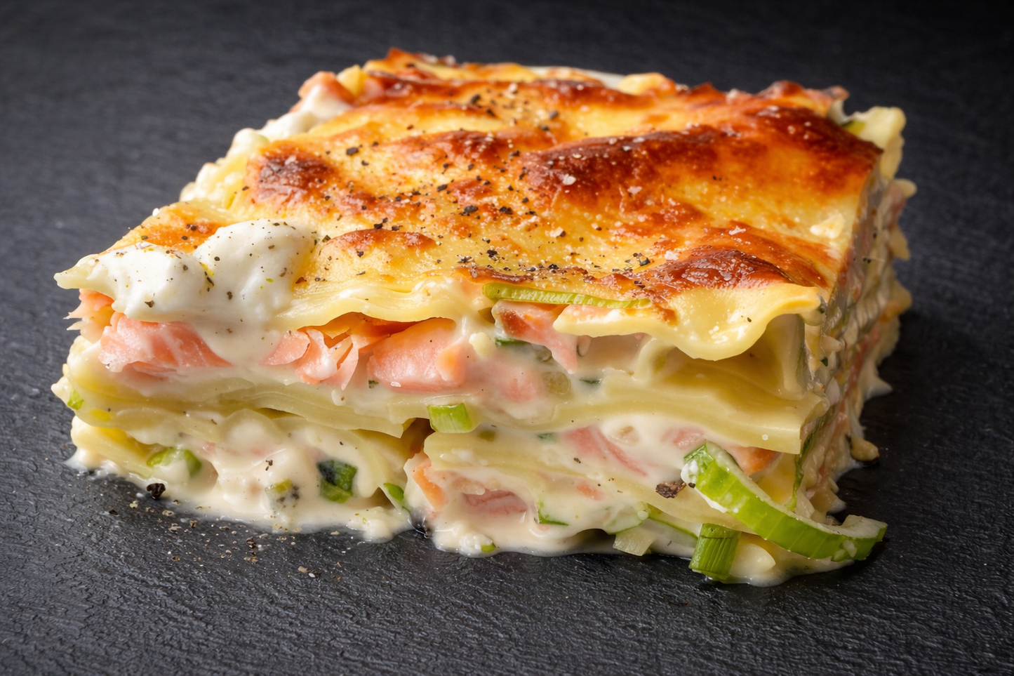 Lasagne au saumon et aux poireaux