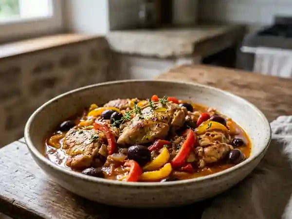 Plat du Mercredi 22/07 - Navarin d’agneau aux olives, polenta aux poivrons