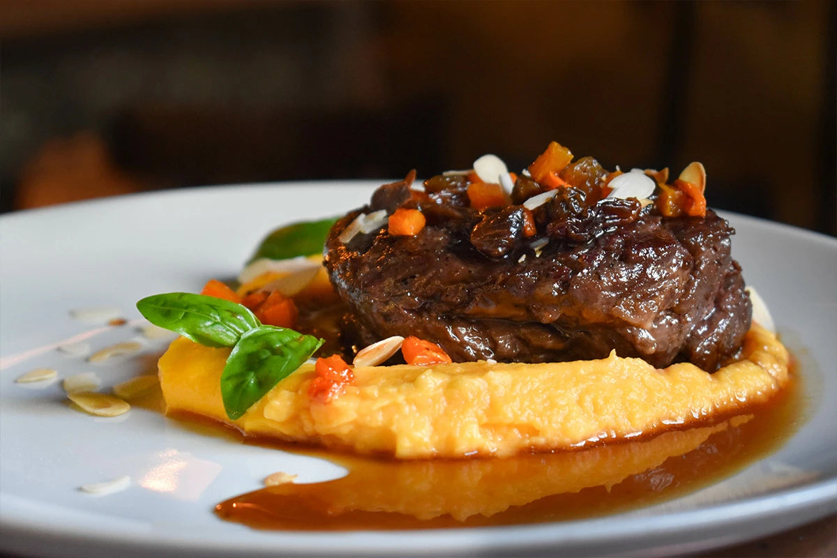 Plat du Mercredi 27/05 - Paleron de bœuf, sauce au vin, purée de patate douce