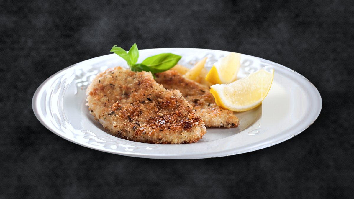Plat du Mardi 27/10 - Escalope de porc panée, sauce provençale, gratin d'aubergine