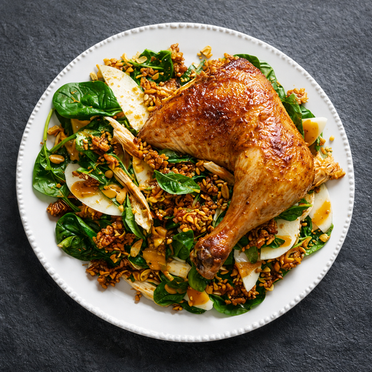 Plat du jour froid : Cuisse de poulet rôti & salade gourmande