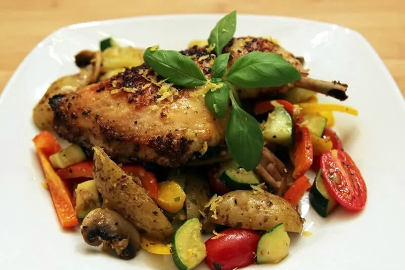 Plat du Samedi 4/07 - Cuisse de poulet, flan de légumes