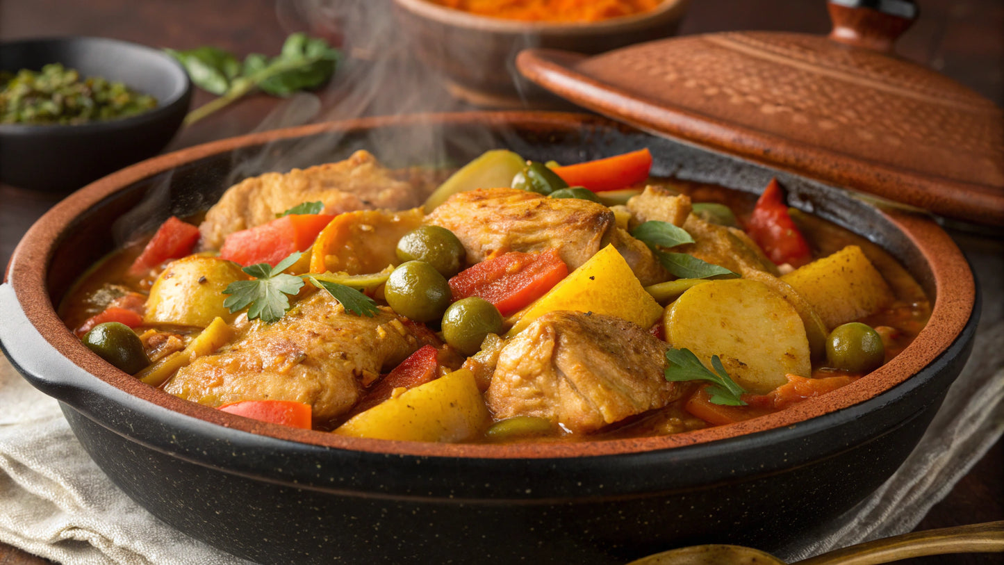 Plat du lundi 14/09 - Cuisse de poulet, semoule, tajine de légumes