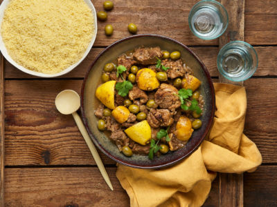 Plat du lundi 8/06 - Épaule d’agneau au romarin et citron, couscous à la menthe