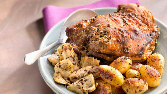 Plat du Mercredi 9/09 - Épaule d’agneau laquée au miel, pomme de terre au four