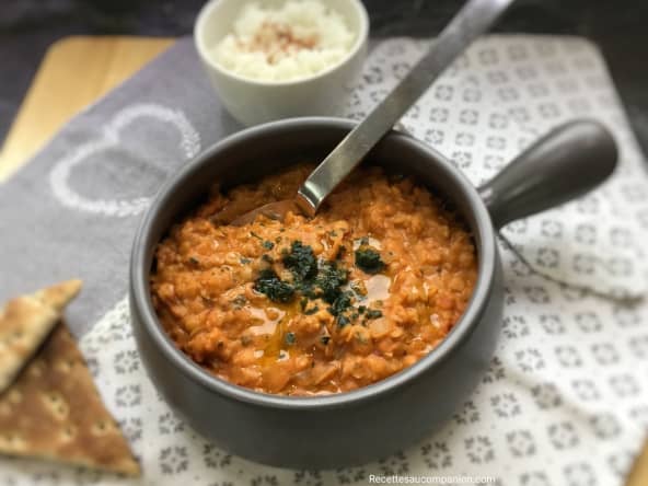 Plat du Vendredi 06/03 - Filet de loup de mer, sauce au lait de coco, Dahl de lentilles