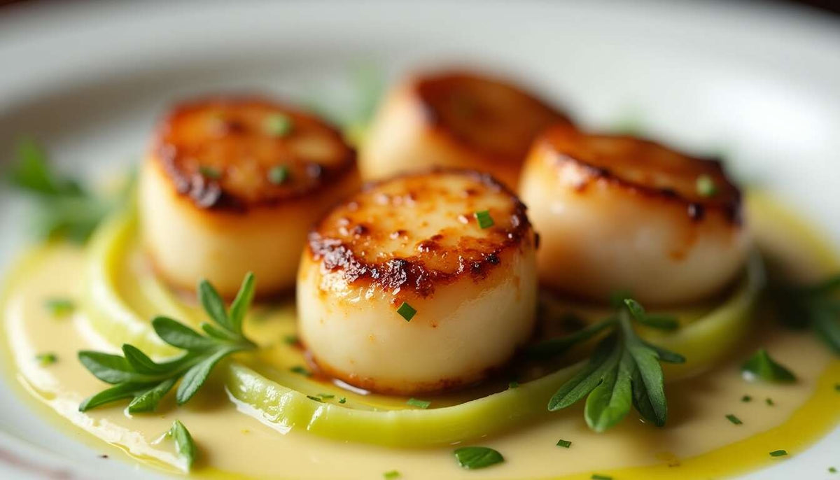 Plat du Vendredi 16/10 - Noix de st jacques poêlées, sauce vin blanc, tombée de poireaux