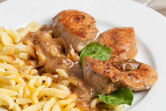 Plat du Lundi 23/02 - Rôti de veau campagnard, spaetzle
