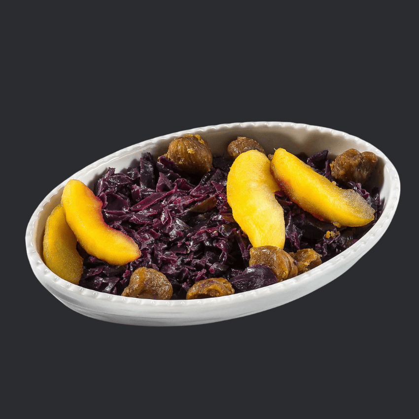 Choux rouge confit aux marrons et aux pommes