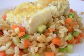 Plat du Mardi 10/02 - Dos de colin, coulis de crustacées, Ebly à la brunoise de légumes